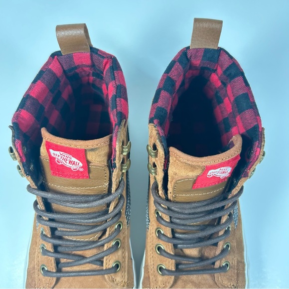 Vans SK8 Hi MTE Mens 7.5 Women’s 9 Scotchguard Brown Plaid Skate Hiking Shoes - Picture 12 of 15